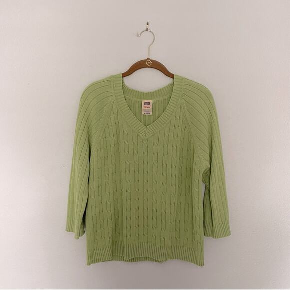 Vintage Lime Green 90s Cable Knit Sweater - Picture 1 of 7